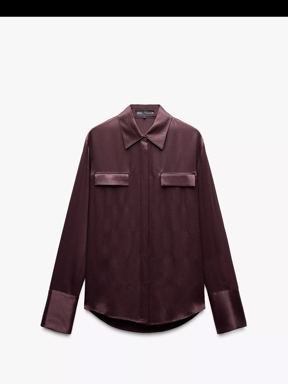 Zara Men's Satin Shirt Jacket in Burgundy